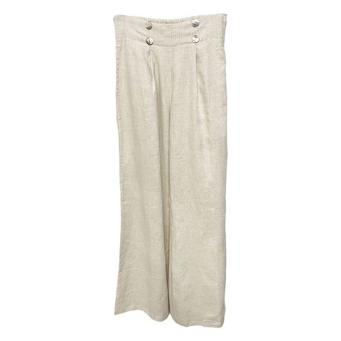 Ladli Women's Palazzo Linen Pant - Natural