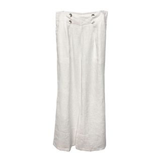 Ladli Women's Palazzo Linen Pant - White