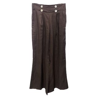 Ladli Women's Palazzo Linen Pant - Chocolate