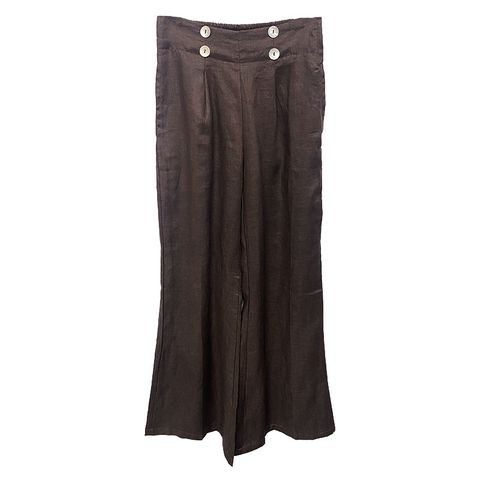 Ladli Women's Palazzo Linen Pant - Chocolate