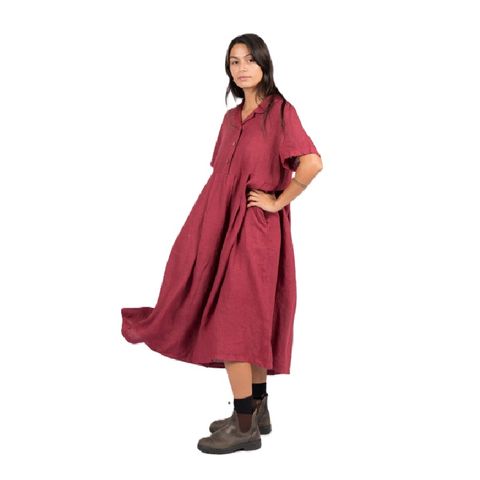 Montaigne Vianne Linen Dress - Barn Red