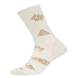 Icebreaker Women's Crew - Lifestyle Ultralight - Camp Essential - Ecru Heather / Sand