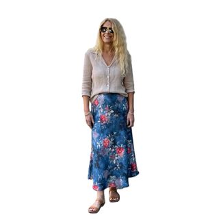 Jiva Maxi Linen Prudence Skirt - Blue Rose