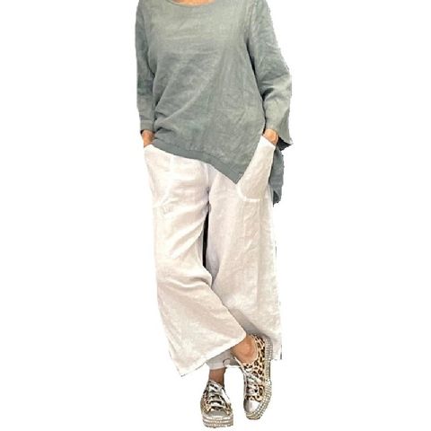 La Luna Women's Linen Culottes - White