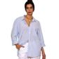 La Luna Women's Greek Cotton Shirt - Blue Stripe
