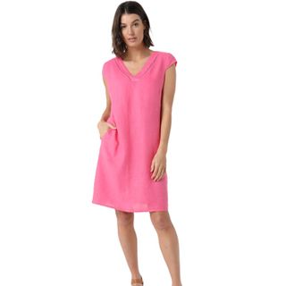 Elizabeth Scott Veronica V Neck Dress - Fuchsia