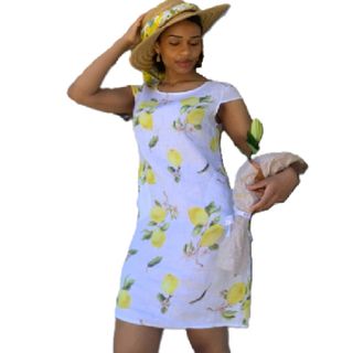 Elizabeth Scott Linen Dress - Lemon Print