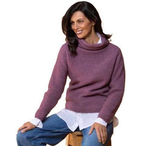 Noble Wilde Women's Moss Stitch Cowl Jumper - Mauve