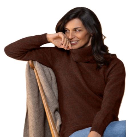 Noble Wilde Women's Polo Neck Sweater - Rimu