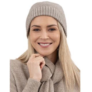 Koru Moss Stitch Beanie - Mocha/oatmeal