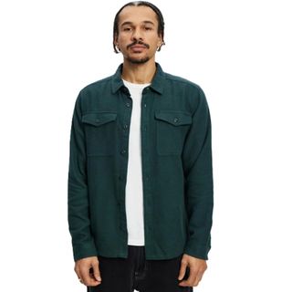 Patagonia Men's Long Sleeved Organic Cotton Fjord Flannel Shirt - Old Growth Green