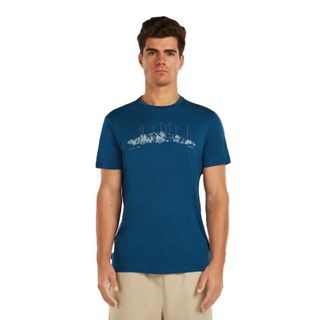 Icebreaker Men's Merino 150 Tech Lite Short Sleeve - The Peaks / Atlantis