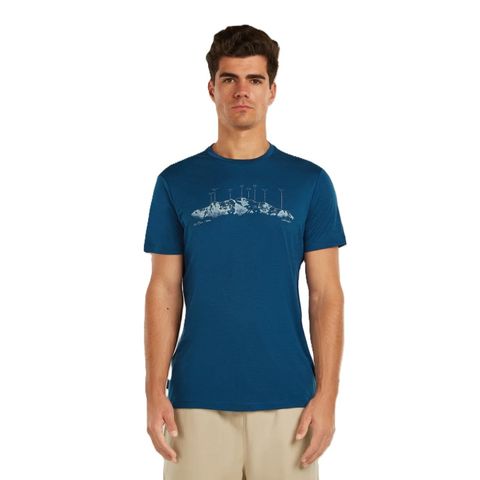 Icebreaker Men's Merino 150 Tech Lite Short Sleeve - The Peaks / Atlantis