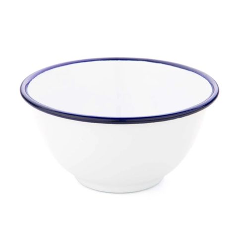 Falcon Enamel Foot Bowl Wh/blu 14cm
