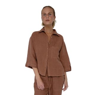 Eadie Fundamental Linen Shirt - Clay