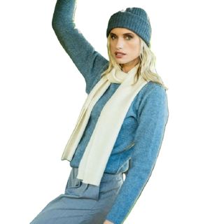 Brushtail Moss Stitch Scarf - White/natural