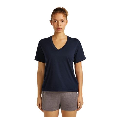 Icebreaker Women's Merino 150 Tech Lite Short Sleeve Relaxed V-neck - Navy