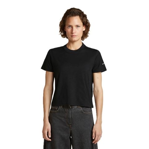 Icebreaker Women's Merino 150 Tech Lite Cropped Short Sleeve - Black