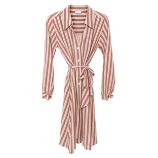 Ladli Women's Tiffany Trench Pure Linen - Stripe