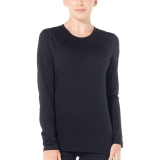 Icebreaker Women's Merino 200 Oasis Long Sleeve Crewe Thermal Top - Black