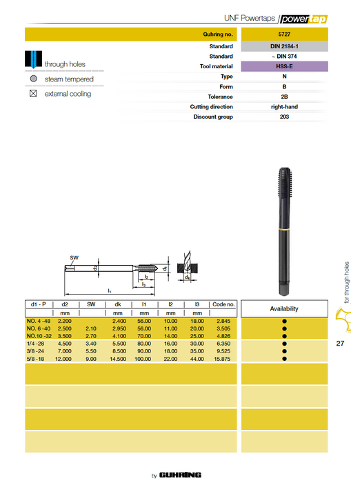 Guhring Powertap Steam Tempered - 5727