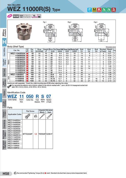 WEZ 11000 Facemill Bodies