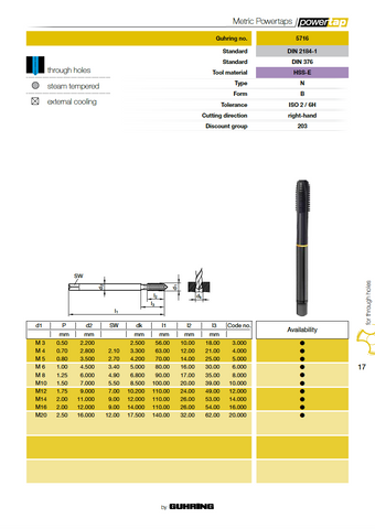 Guhring Powertap Steam Tempered - 5733 / 5716