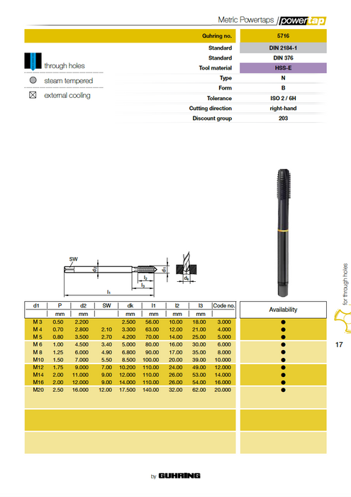 Guhring Powertap Steam Tempered - 5733 / 5716