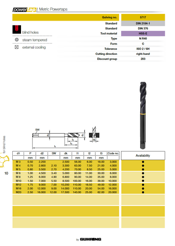 Guhring Powertap Steam Tempered- 5717