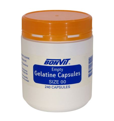 Bonvit Empty Gelatine Capsules 'OO' size 240 capsules