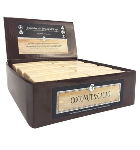 Clover Fields Coconut & Cacao Superfoods Botanicals 150g Bar Soap (box of 16)