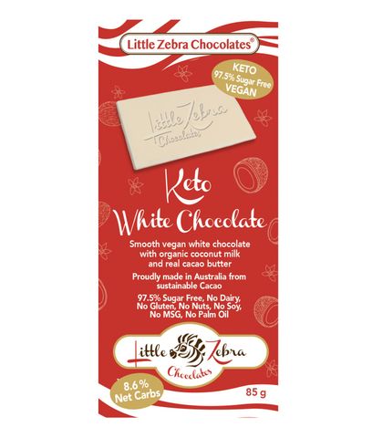 Little Zebra Chocolates Keto Plant Based White Chocolate 85g - Box of 12