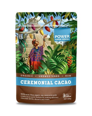 Power Super Foods Cacao Ceremonial Paste Buttons Raw Certified Organic