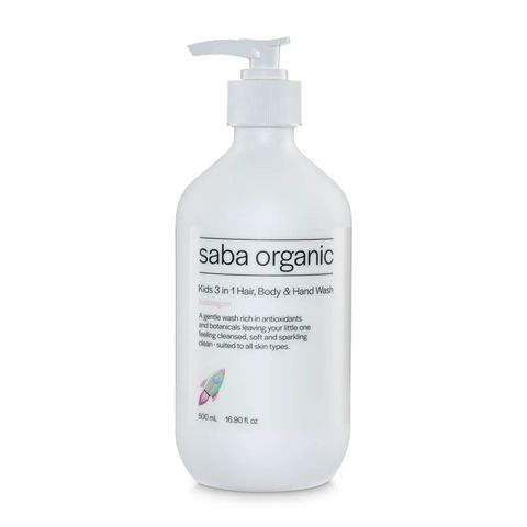 Saba Organics Kids 3 in 1 Hair Body & Hand Wash Bubblegum 500ml