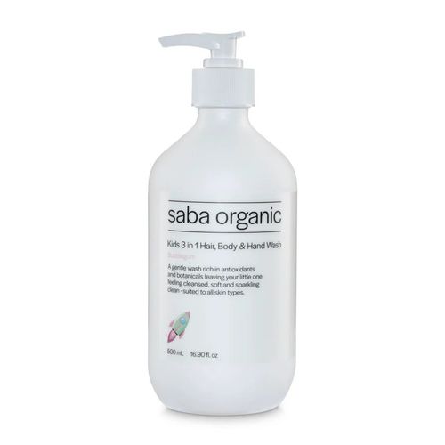Saba Kids 3 in 1 Hair Body & Hand Wash Bubblegum 500ml