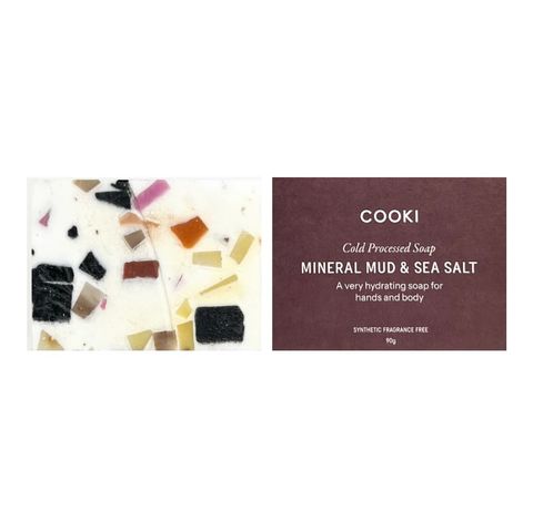 Cooki Haircare Cold Processed Hand & Body Soap in Mineral Mud & Sea Salt 90g