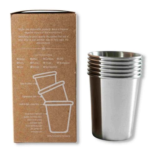 GG Reusable Stainless Steel Drinking Cups 6 Pack