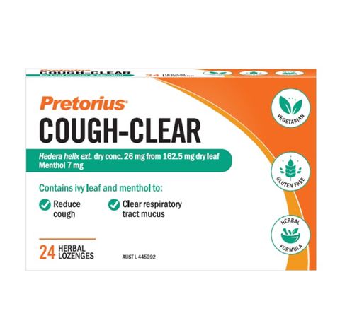 Pretorius Cough Clear Ivy Leaf Extract & Menthol 24 Lozenges - Box of 6 packs
