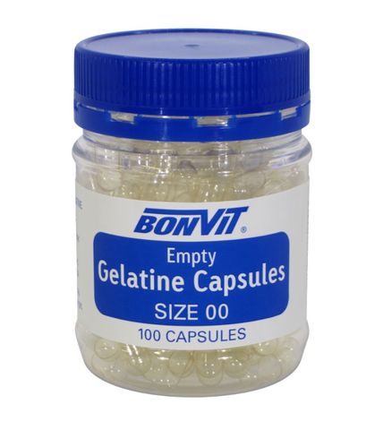 Bonvit Empty Gelatine Capsules 'OO' size 100 capsules