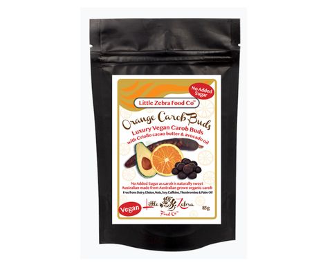 Little Zebra Chocolates Orange Carob Buds 85g pouch