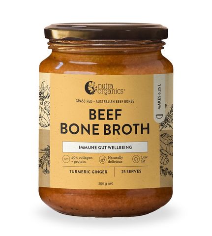 Nutra Organics Beef Bone Broth Concentrate Turmeric Ginger 250g