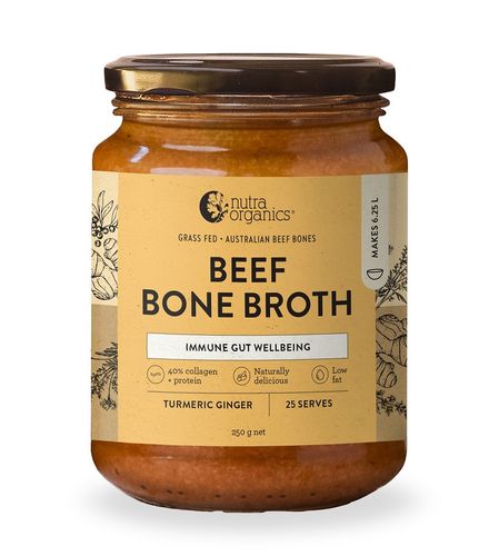 Nutra Organics Beef Bone Broth Concentrate Turmeric Ginger 250g