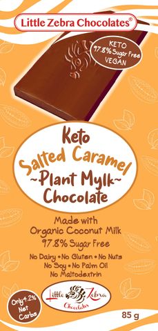 Little Zebra Chocolates Keto Salted Caramel Plant Mylk Chocolate 85g - Box of 12