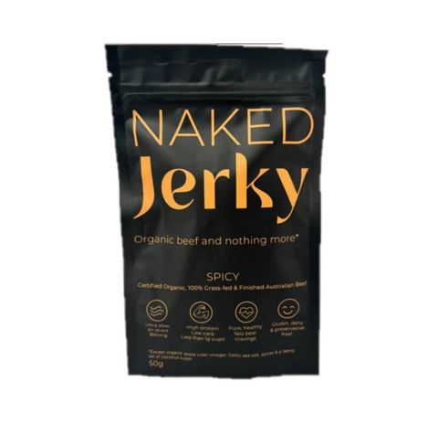 Naked Jerky Organic Beef Jerky Spicy 50g - Box of 10