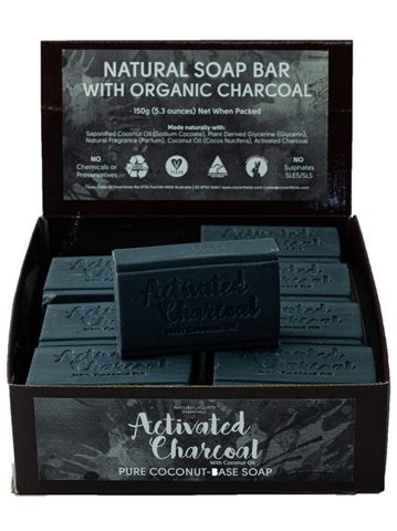 Clover Fields Activated Charcoal with Coconut 150g Bar Soap (box of 16)