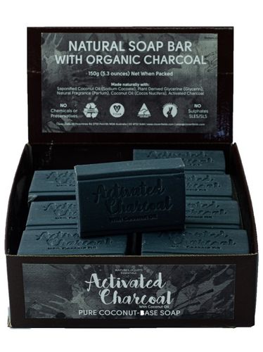 Cloverfields Activated Charcoal with Coconut 150g Soap Box of 16