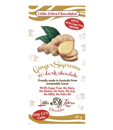 LZC Ginger Supreme 73% Dark Chocolate 85g x 12 CDU