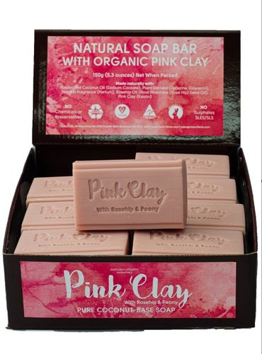 Cloverfields Pink Clay with Peony 150g Soap Box of 16