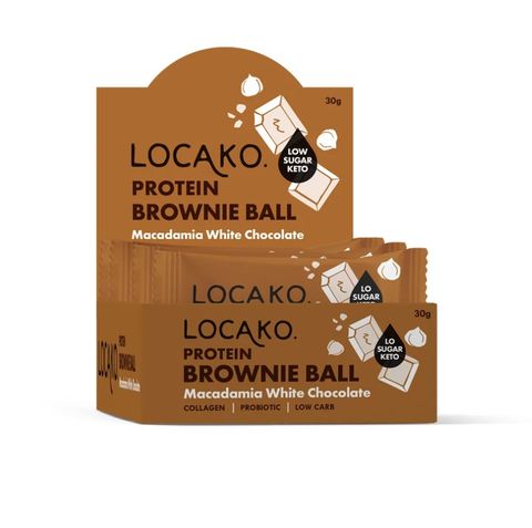 Locako Protein Brownie Ball Macadamia White Chocolate 30g - Box of 10