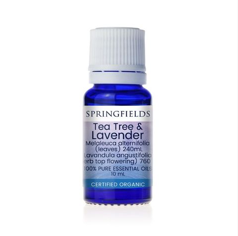 Springfields Certified Organic Essential Oil Tea Tree Lavender 10ml